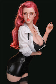 Therese(168cm/5ft5): US Stock Lady Sex Love Doll Female Silicone Head with Big Tits Pink Hair